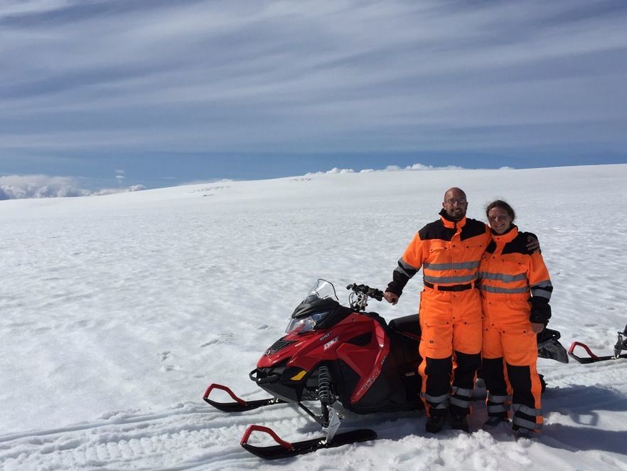 Colin: "After the Iceland retreat, Caity and I went on a little road trip / activity tour round the south coast of Iceland. Taking in the geysers, waterfalls, glaciers and incredible scenery was truly magical. One of the highlights was definitely snow-mobiling across a glacier in some rather fetching outfits!"