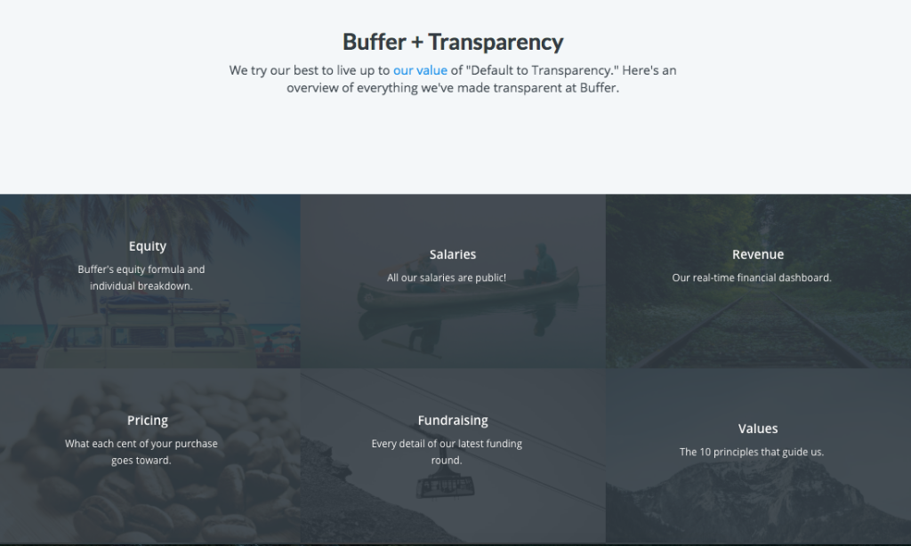 Transparency dashboard