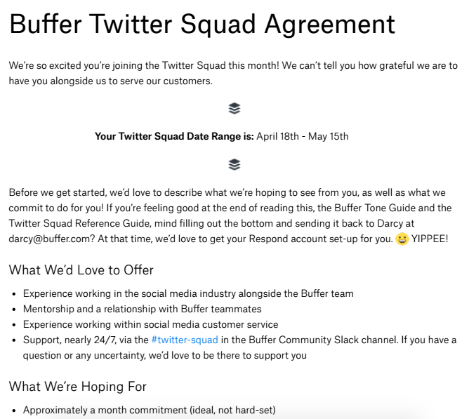 Twitter squad agreement