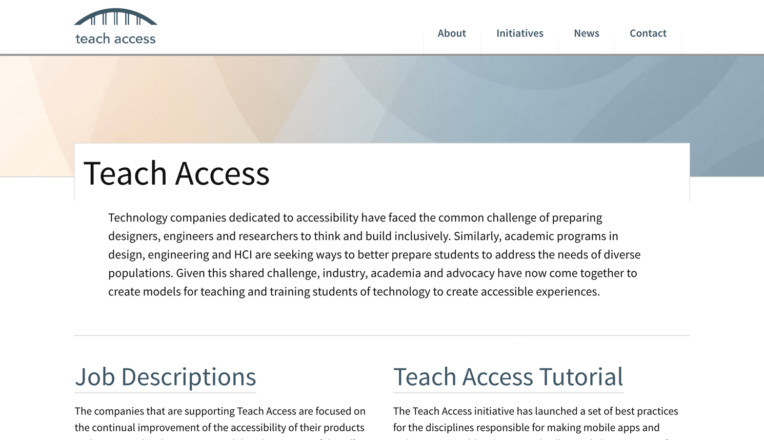 Teach Access website homepage