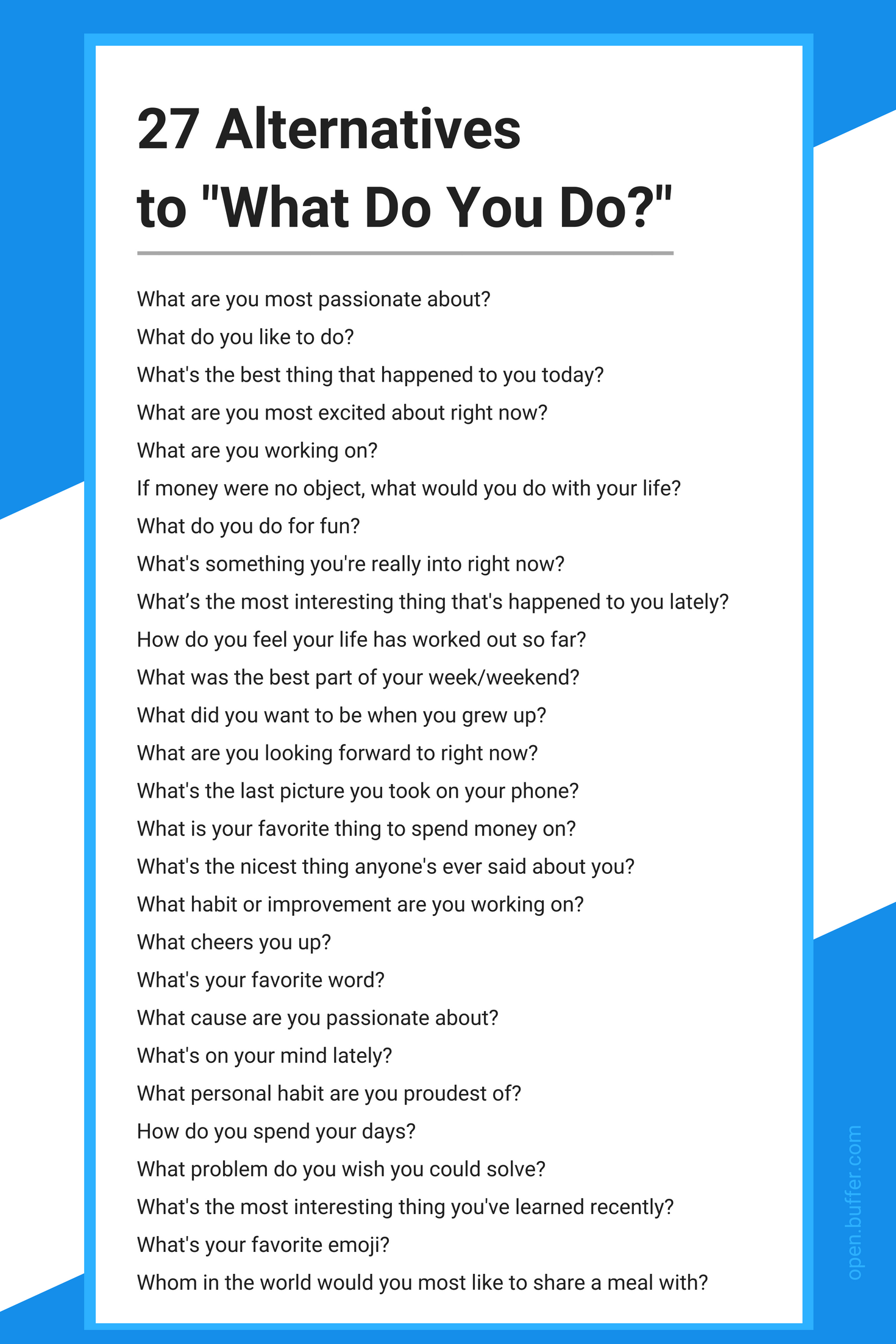 27 Questions To Ask Instead Of What Do You Do 