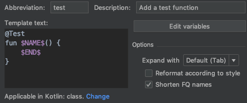 test function template