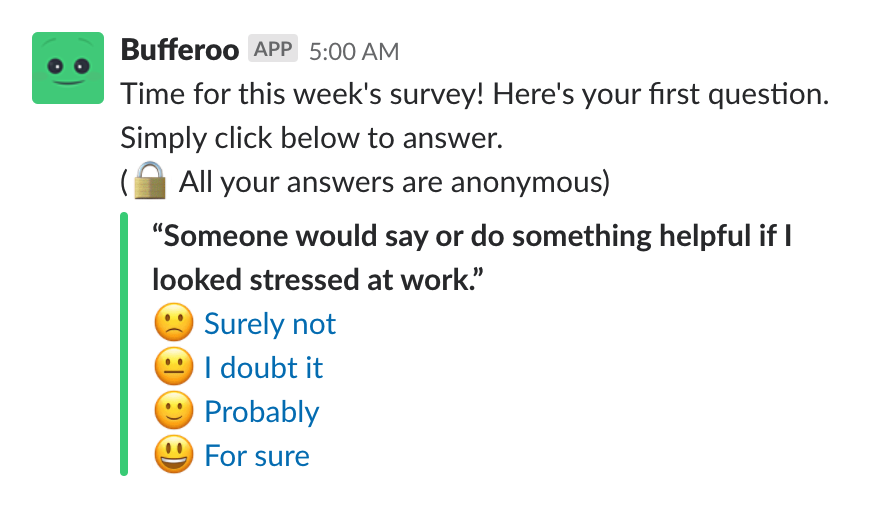 slackbot survey for tracking employee happiness