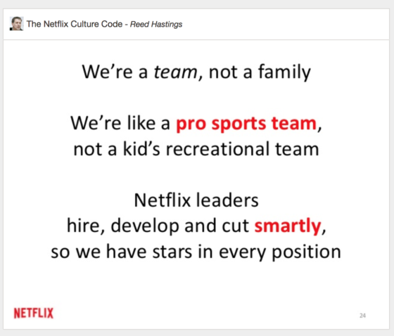 netflix culture code - not a family