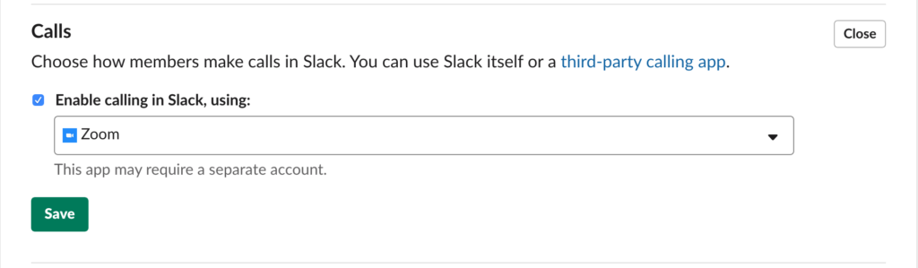 Slack third party call