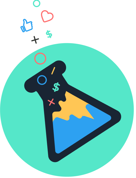 A science flask icon representing the salary formula